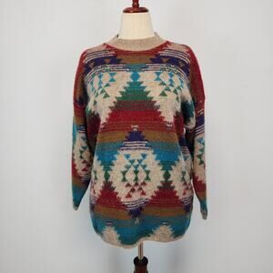 Needles & Yarn Womens Southwestern Sweater Size M Oversized Aztec Rustic Vintage